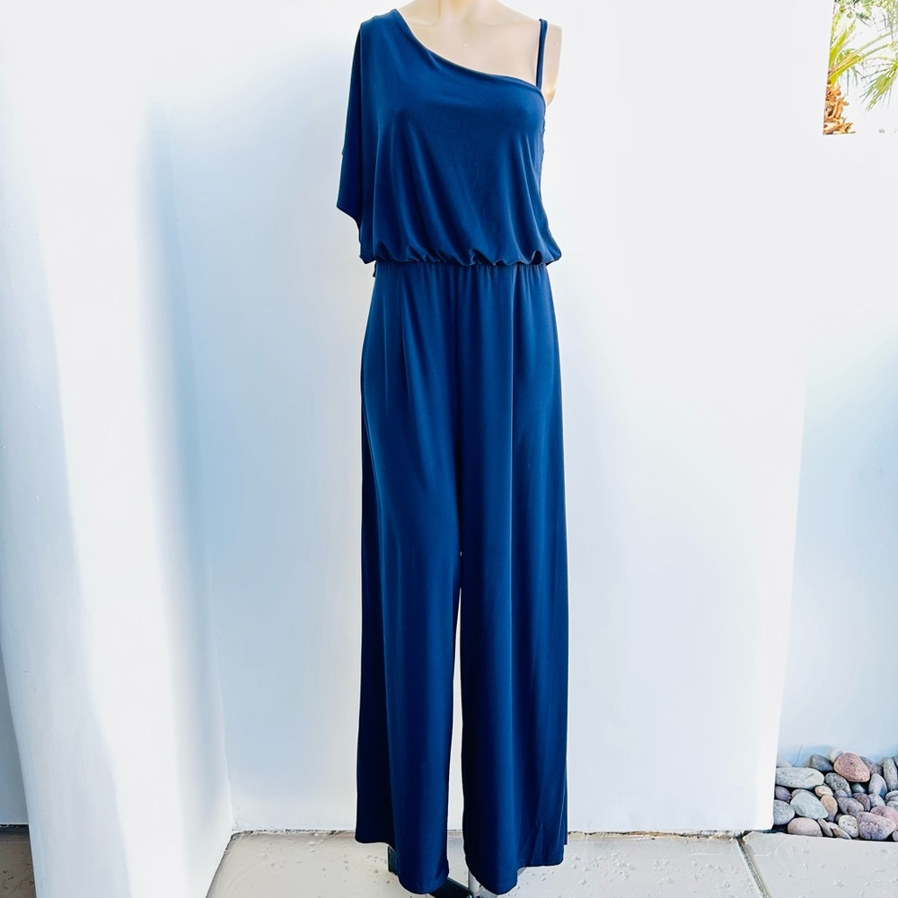 Emma & Michele Asymmetrical Navy Jumpsuit
